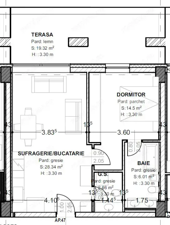 Apartament de vanzare, cu 2 camere, 71 mp, terasă 19 mp, zona centrala — fotografia 1