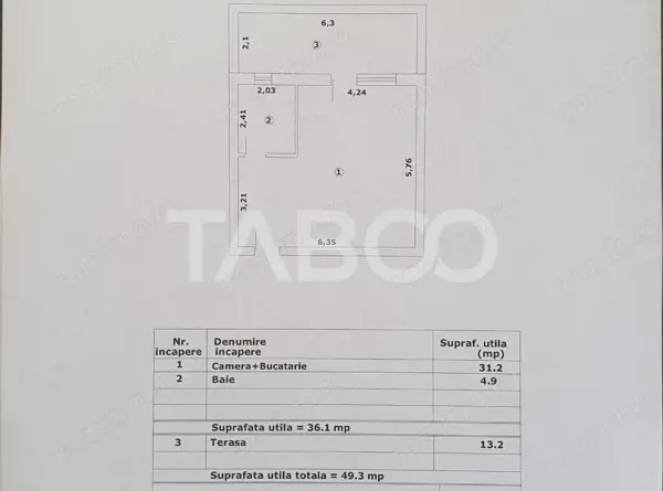 Studio de vanzare 36 mp utili + terasa 13 mp constructie noua 2025 — fotografia 3