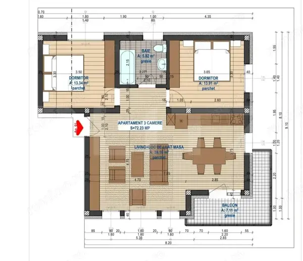 Apartament de 3 camere, bloc nou — fotografia 3