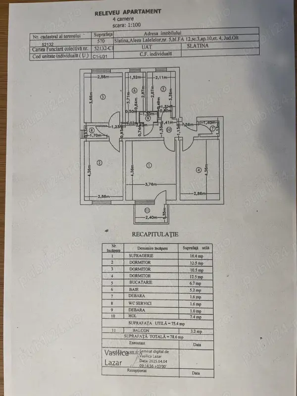 Apartament 4 camere - Slatina, Olt - Zona Zahana — fotografia 1