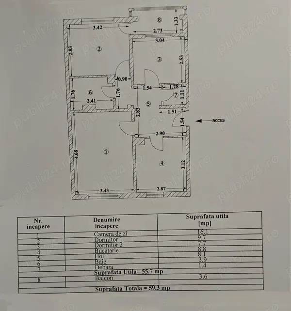 Ofer spre vanzare apartament 3 camere decomandate zona Inel II — fotografia 1