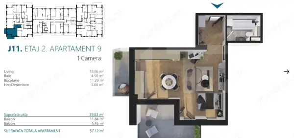 Apartament o camera, 40 mp, etajul 2, Zona Elite — fotografia 1