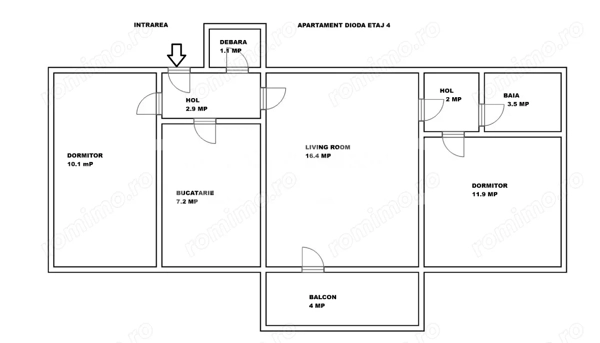 Zona Dioda/ANAF/Finante Apartament cu 3 camere si balcon — fotografia 3