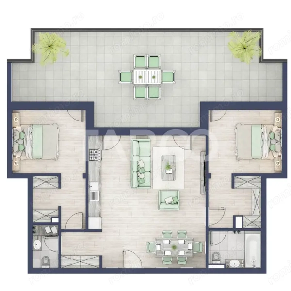 Apartament etaj retras 74mpu 3camere terasa 46mp bloc cu lift Turnisor — fotografia 1