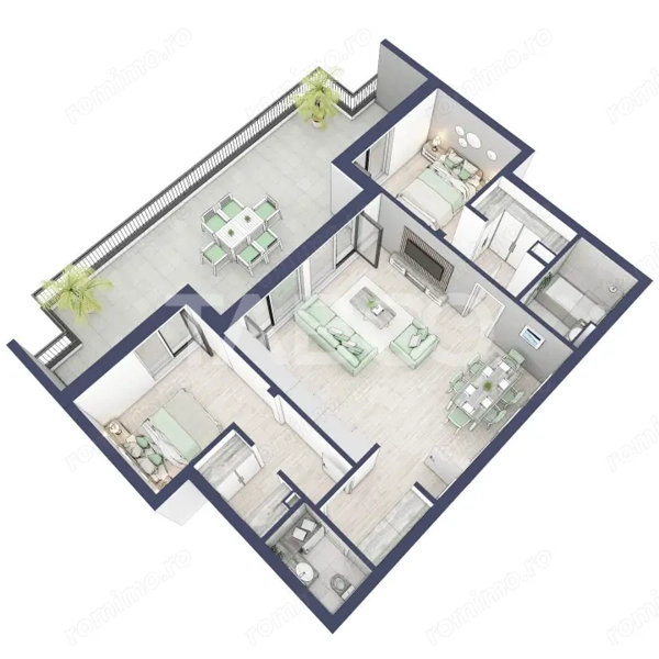 Apartament etaj retras 74mpu 3camere terasa 46mp bloc cu lift Turnisor — fotografia 3