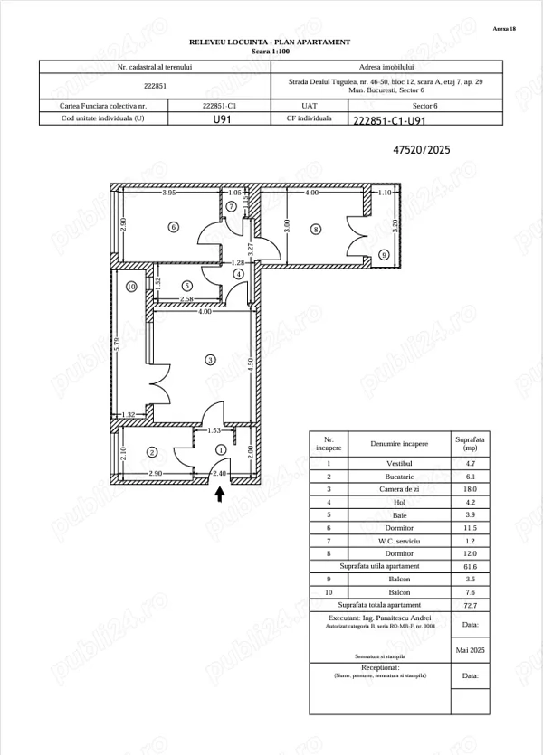 Apartament 3 camere Dealul Tugulea 50 — fotografia 1