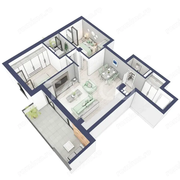 Apartament 3 camere 2 bai bloc cu lift zona de case in Turnisor — fotografia 1