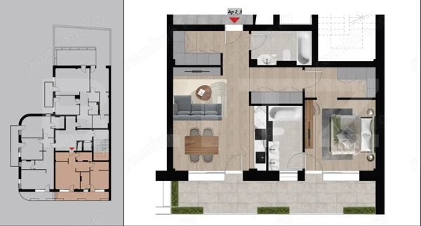 Apartament cu 2 camere, 60,10 mp, bloc nou, Etajul 2, Zona Dacia — fotografia 1