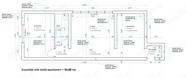 Proprietar Vând apartament 2 camere, zona Dacia, 54mp