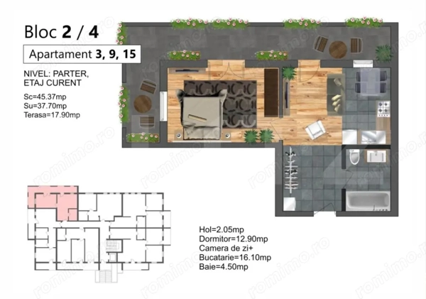 Apartament cu 2 camere, bloc nou, zona Kaufland Sud — fotografia 1