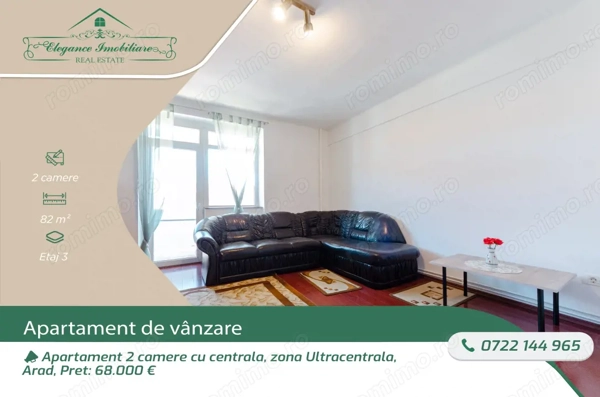 Apartament 2 camere cu centrala, zona Ultracentrala, Arad — fotografia 1