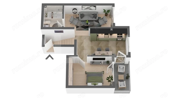 Apartament semifinisat, cu 2 camere, 44mp, balcon, in Apahida — fotografia 1