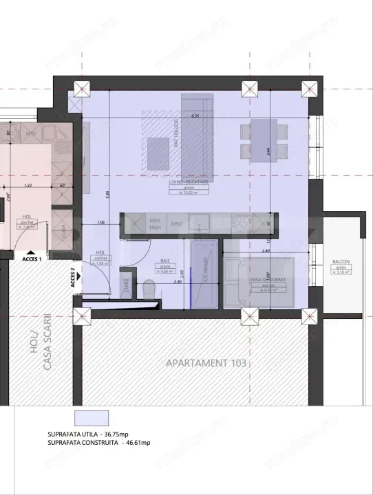 Apartament ultracentral cu 2 camere, 36.99 mp utili — fotografia 1