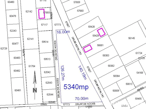 Teren intravilan 5340 mp triplu frontstradal cu asfalt intravilan Paleu