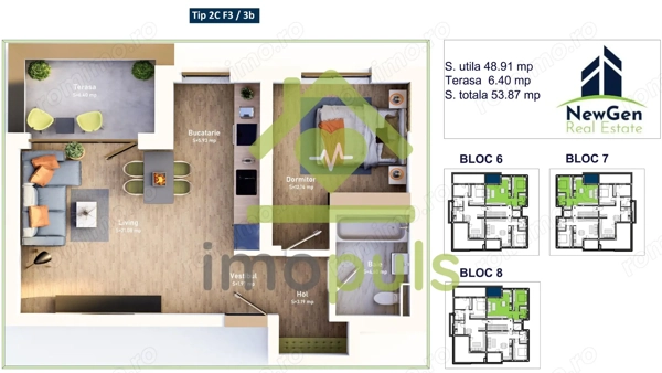 Apartament cu 2 camere, 48,91 mp + balcon 6,40 mp .COMISION 0%✨ — fotografia 1
