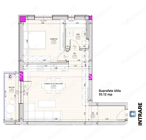 Apartament intabulat 2 camere la cheie 55 mp utili cu loc parcare — fotografia 3