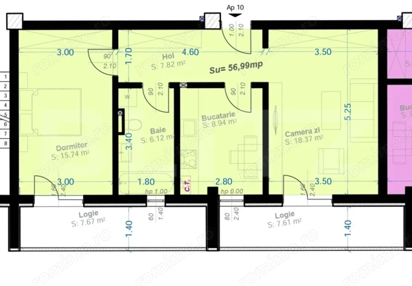 ​Apartament 2 Camere, 57mp | Zona Aradului | Etaj 1 — fotografia 1