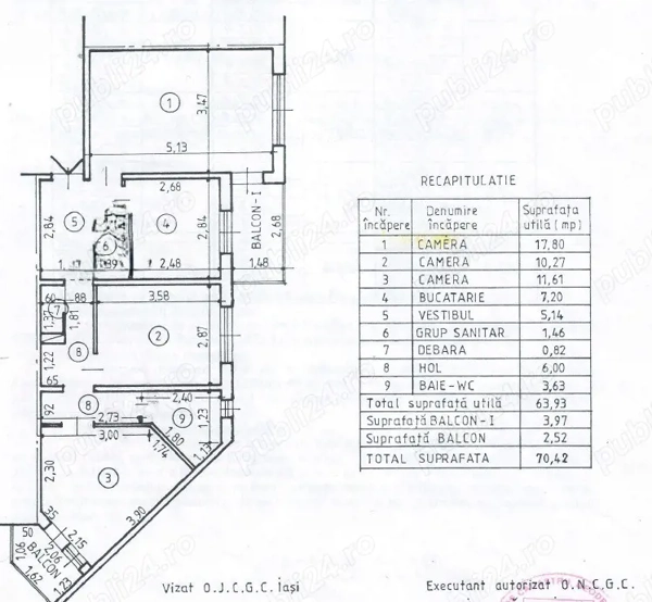 Spre vanzare apartament cu 3 camere 71 m.p.- Nicolina 2, Iaşi — fotografia 1