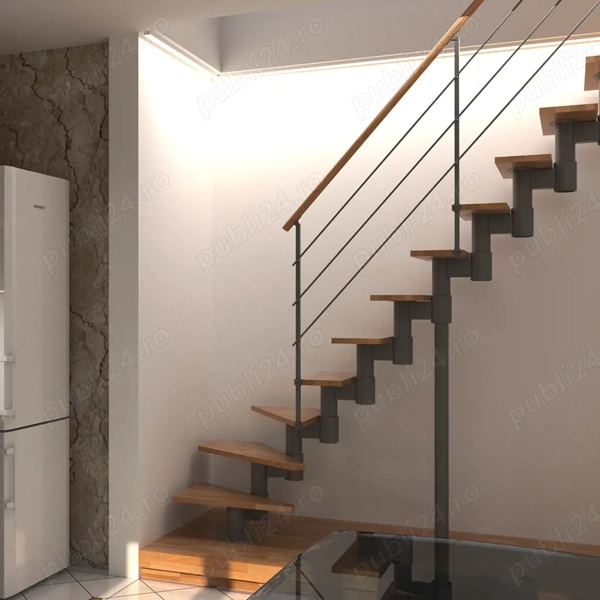 Scara interioara London - structura metal + trepte fag Sector 1 - Casa ...