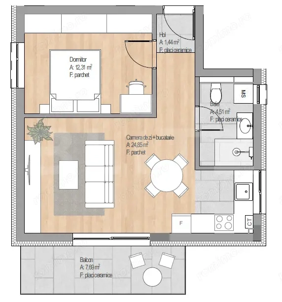 Apartament 2 camere, 43.11 mp, finisat nou, etajul 2, garaj, zona Cetatii — fotografia 1