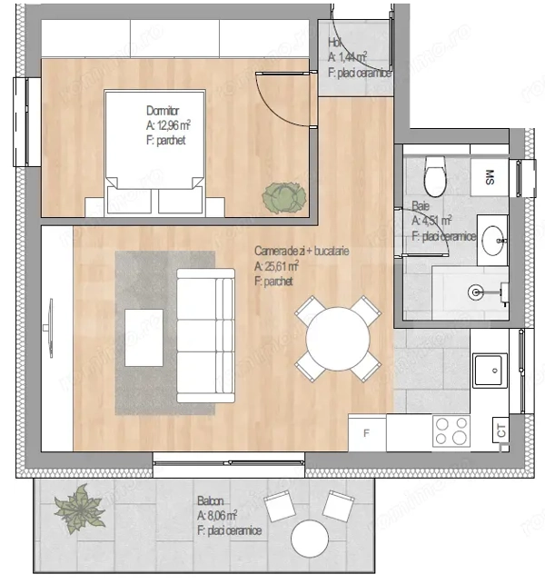 Apartament 2 camere, 44.57 mp finisat nou etaj intermediar, garaj, zona Cetatii — fotografia 1