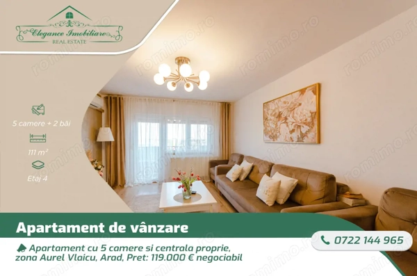 Apartament cu 5 camere si centrala proprie, zona Aurel Vlaicu, Arad — fotografia 1