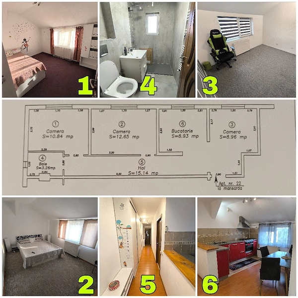 Apartament 3 camere, Mansardă, Calea Aradului, Direct Proprietar, 95.000 — fotografia 1