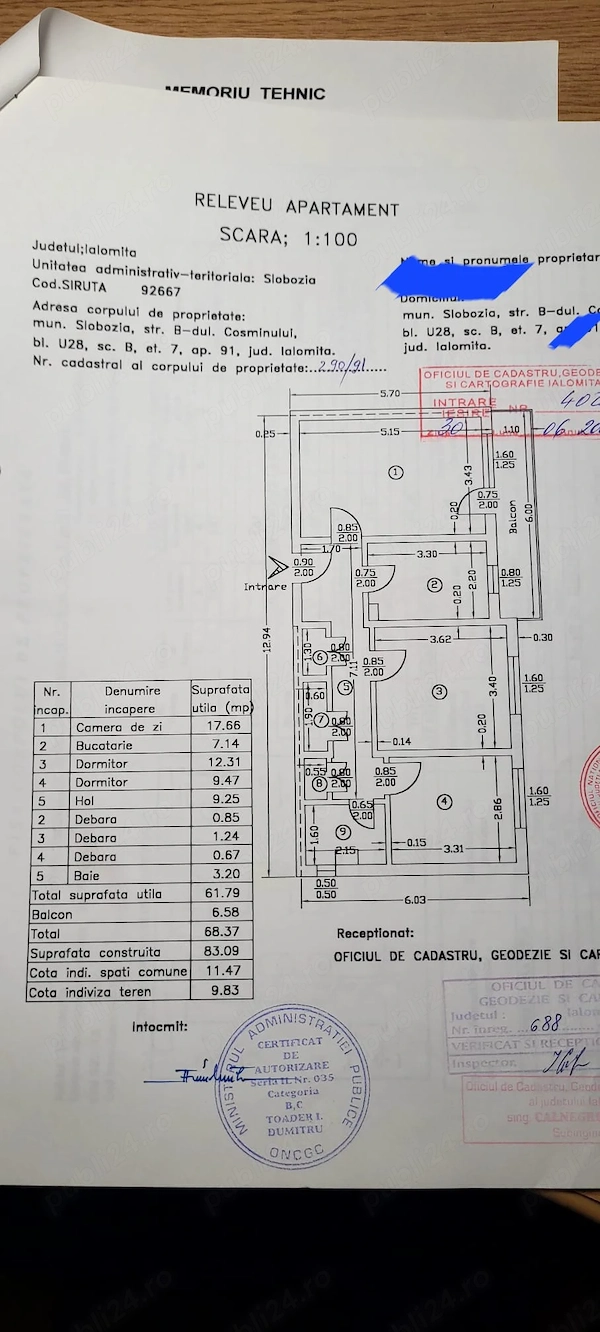 Vând apartament 3 camere decomandat Slobozia Ialomita — fotografia 1
