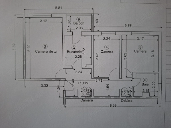 Apartament cu 3 camere decomandat, etaj 2, oras Ploiesti, Strada Cristianul 22 , intabulat — fotografia 2