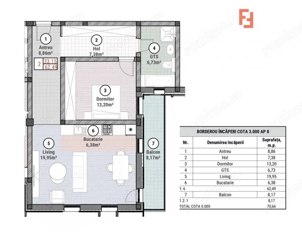COMISION 0% Apartament cu 2 camere de 62,49 mp - Mosnita - Oportunitate — fotografia 3