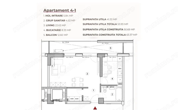 Studio 53.93 mp într-un ansamblu cu 0% Comision la Achiziție — fotografia 2