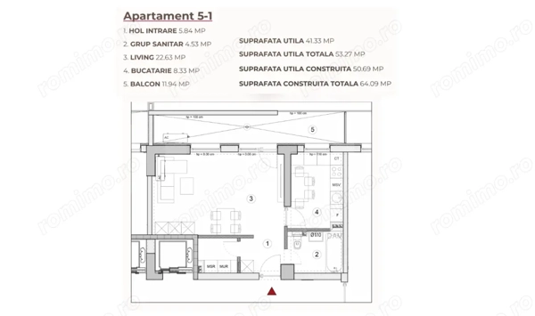 Studio 53.27 mp într-un ansamblu cu 0% Comision la Achiziție — fotografia 1