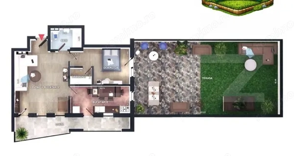 Apartament 2 camere cu terasă, parcare subterana, CF, boxa, Zona Vivo — fotografia 1