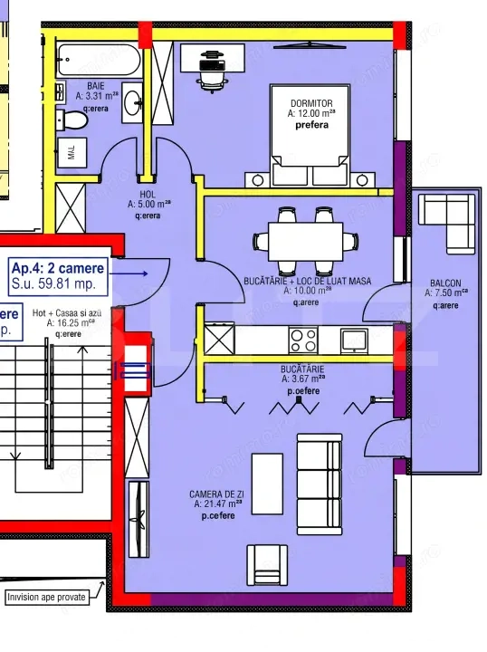 Apartament 2 camere, Decomandat, 60 mp, Imobil Nou, Zona Rivus — fotografia 3