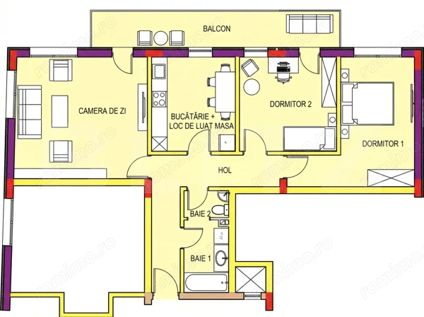 Apartament 3 camere, 2 Bai, Decomandat, 80 mp, Imobil Nou, Zona Rivus — fotografia 3