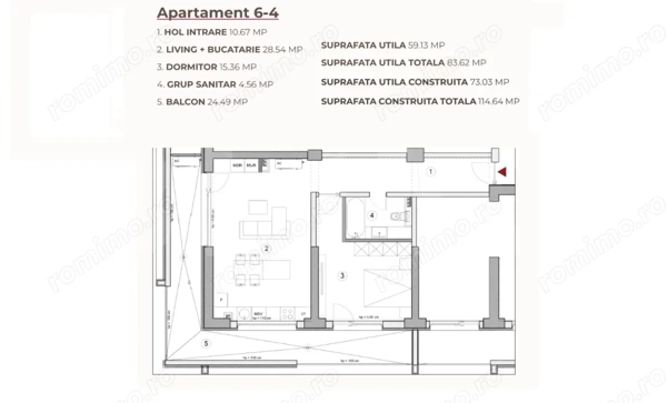 Apartament 2 camere, 83.62 mp, ansamblu 0% Comision Achiziție, Calea Severinului — fotografia 1