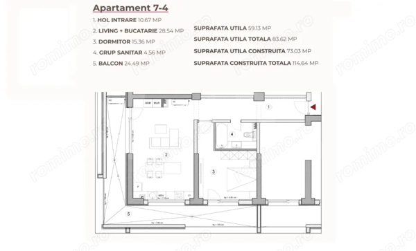 Apartament 2 camere, 83.62 mp, ansamblu 0% Comision Achiziție, Calea Severinului — fotografia 3