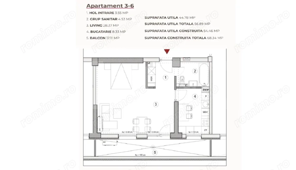 Studio, 56.89 mp intr-un ansamblu cu 0% Comision la Achiziție — fotografia 3