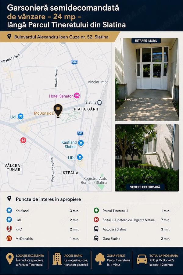 Oportunitate de investitie - Garsoniera de vanzare - Bulevardul A.I. Cuza - ideala pt. birou cabinet — fotografia 1