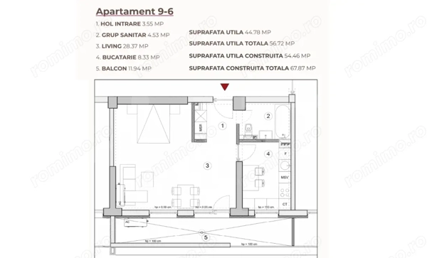 Studio, 56.72 mp, ansamblu cu 0% Comision la Achiziție, zona Calea Severinului — fotografia 3
