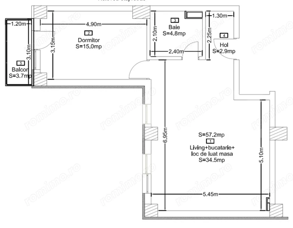 Apartament 2 camere, 57mp, bloc nou, zona Corneliu Coposu — fotografia 3