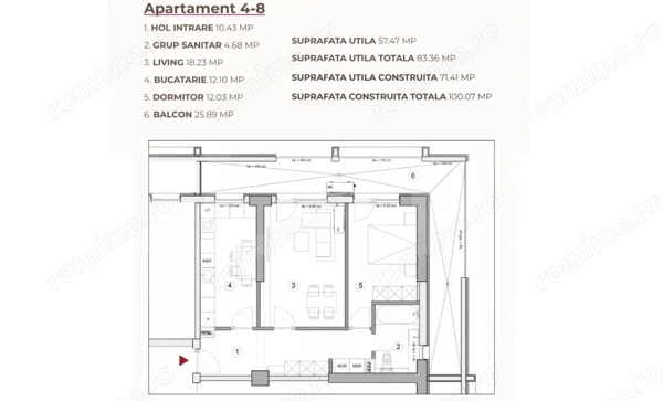 Apartament 2 camere, 83.36 mp, ansamblu 0% Comision Achiziție, Calea Severinului — fotografia 2