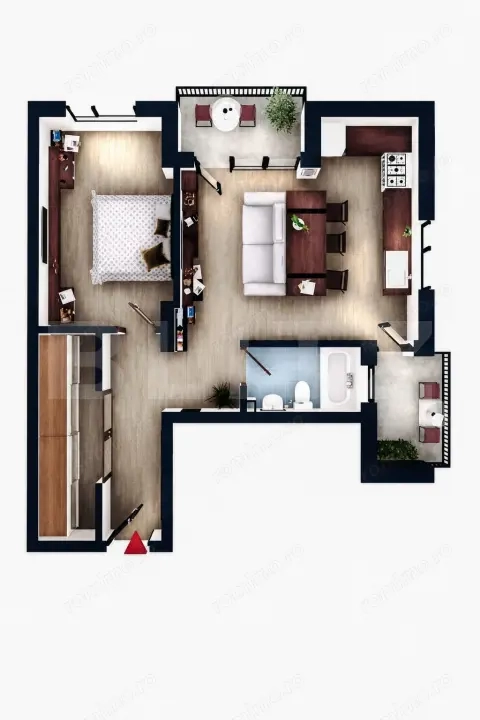 Apartament 2 camere, 51 mp, intermediar, balcon, CF, parcare, boxa, Zona Vivo — fotografia 1