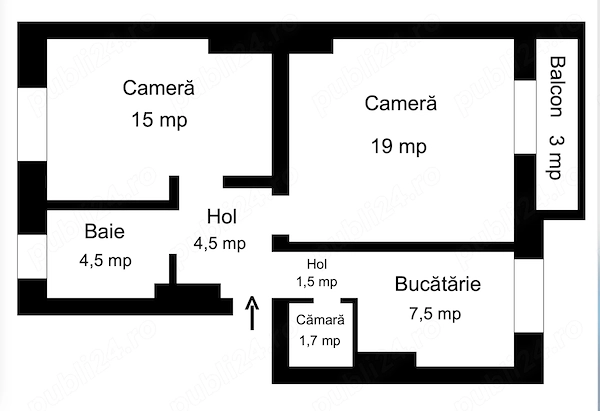 Apartament 2 cam cu balcon si boxa 56m2 in bloc reabilitat — fotografia 1