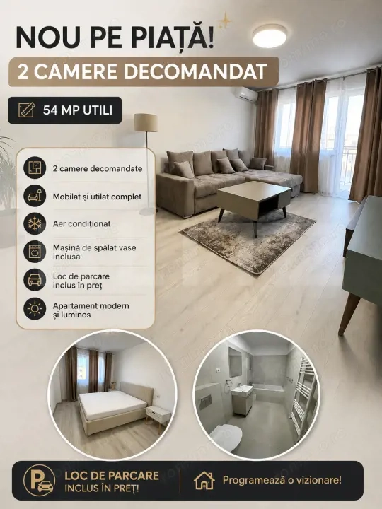 Apartament 2 camere decomandat de vânzare | Mobilat și utilat | Parcare inclusa — fotografia 1