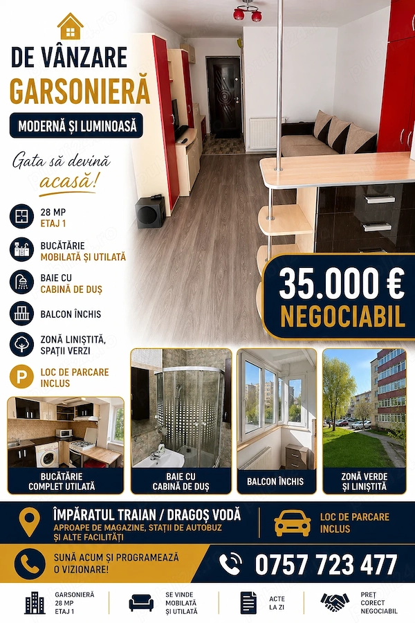 Garsonieră etaj 1 cu loc de parcare inclus — fotografia 1