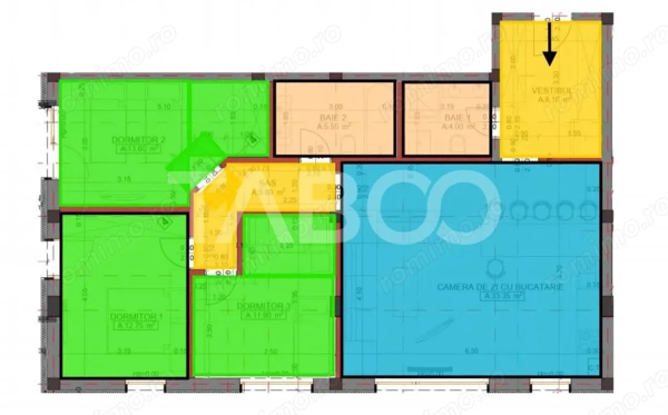 Apartament 4 camere decomanda 2 bai 95 mpu parcare Arhitectilor Sibiu — fotografia 1