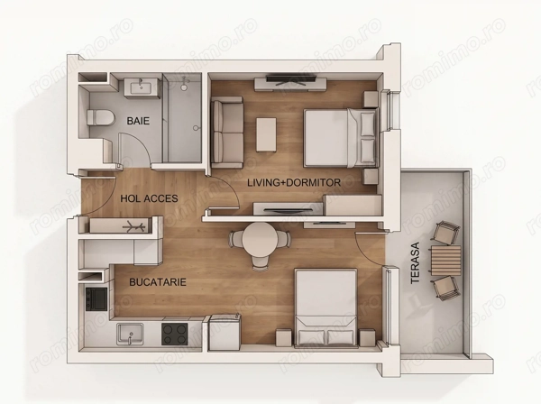 Studio dublu, mobilat, Pipera, perfect pentru investitori — fotografia 3