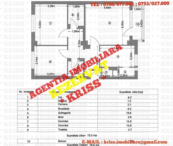 NOU ! Apartament 3 Camere TEILOR PS-uri Confort 1 Decomandat 77 Mp. Liber An 1991 Etaj Parter Balcon — fotografia 3