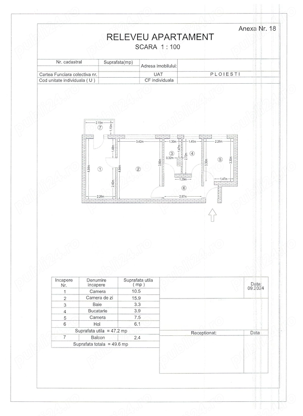 Apartament 3 camere de vânzare Ploiești, zona Nord Cartier Polux — fotografia 1